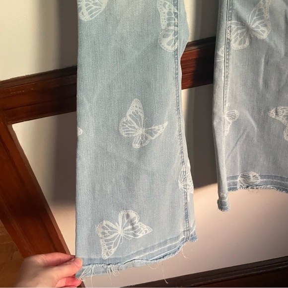 No Boundaries Y2K Light Blue Butterly Elastic Waist Flared Jeans xs - Picture 3 of 8